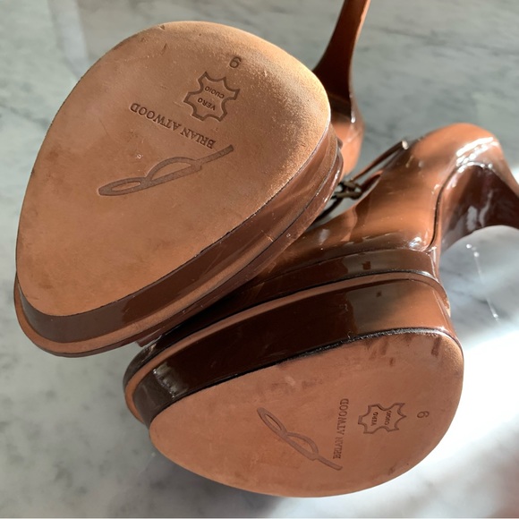 NWOB Brian Atwood mocha patent 6” heels with 2” platform size 9 - Picture 6 of 11